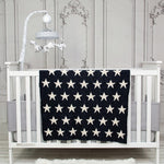 Navy Blue And White Stars Knitted Baby Blanket - Montana Home & Kitchen Co.