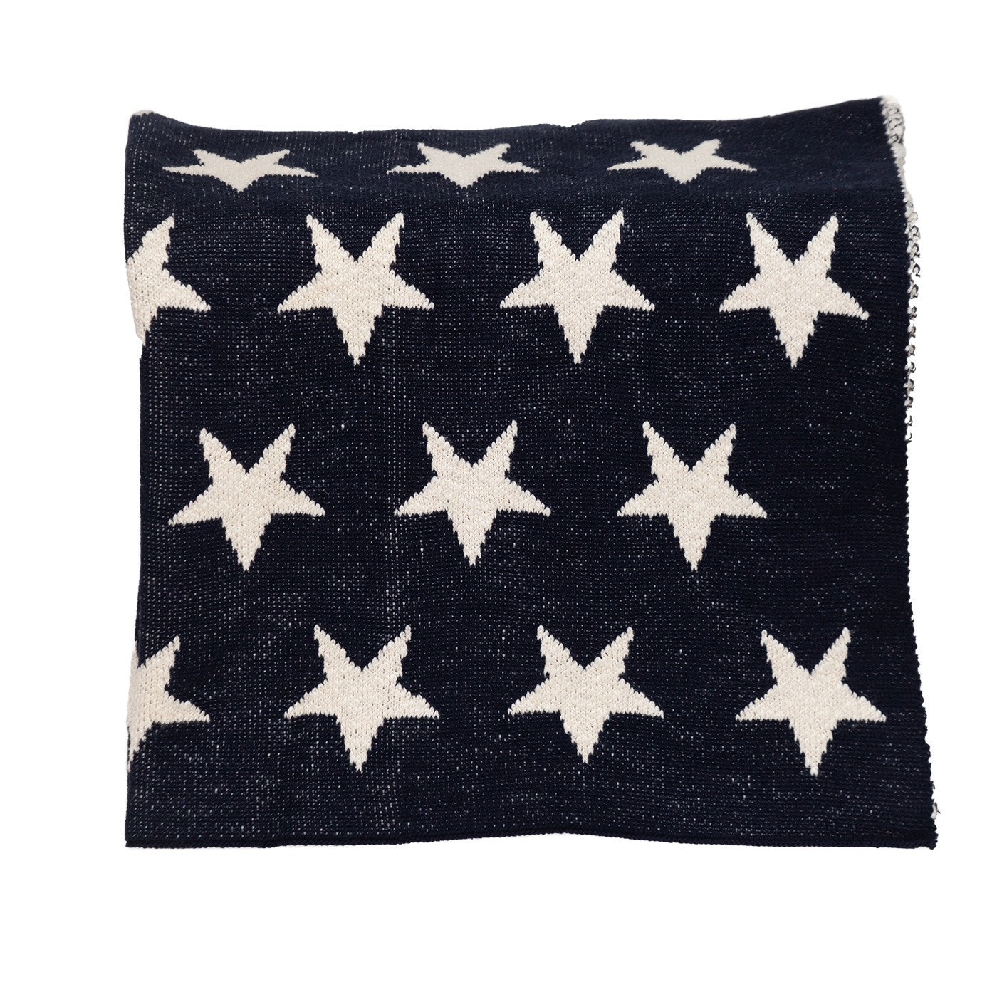 Navy Blue And White Stars Knitted Baby Blanket - Montana Home & Kitchen Co.