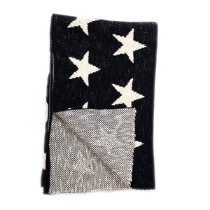 Navy Blue And White Stars Knitted Baby Blanket - Montana Home & Kitchen Co.