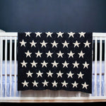 Navy Blue And White Stars Knitted Baby Blanket - Montana Home & Kitchen Co.