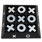 Nickel And Dark Wood Tic Tac Toe Game Sculpture - Montana Home & Kitchen Co.