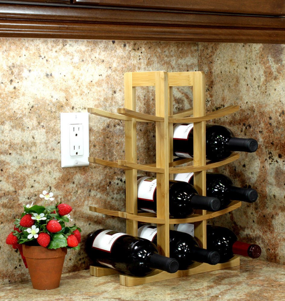 Oceanstar 12 - Bottle Natural Bamboo Wine Rack WR1149 - Montana Home & Kitchen Co.