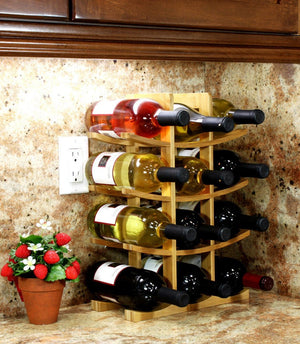 Oceanstar 12 - Bottle Natural Bamboo Wine Rack WR1149 - Montana Home & Kitchen Co.