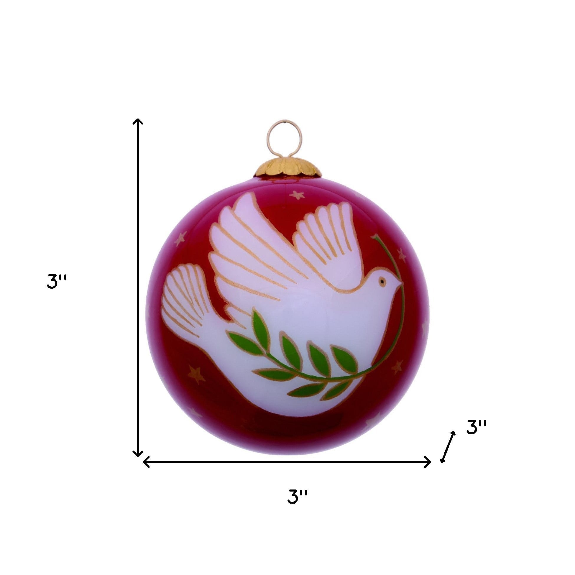 Peace on Earth Dove Hand Painted Mouth Blown Glass Ornament - Montana Home & Kitchen Co.