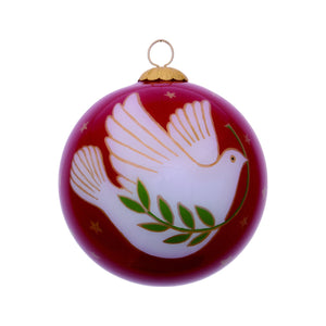 Peace on Earth Dove Hand Painted Mouth Blown Glass Ornament - Montana Home & Kitchen Co.