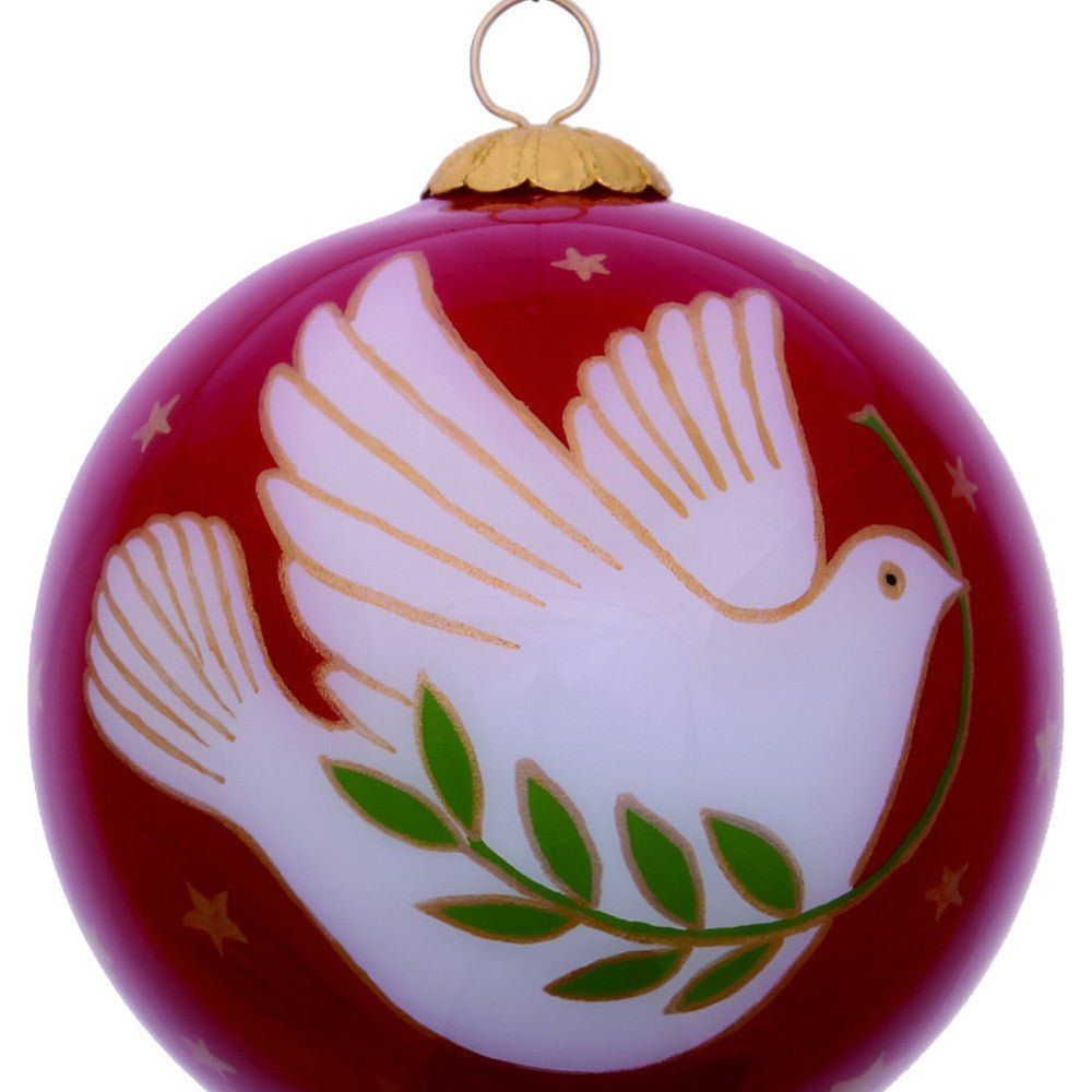 Peace on Earth Dove Hand Painted Mouth Blown Glass Ornament - Montana Home & Kitchen Co.