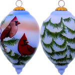 Perched Winter Cardinal Hand Painted Mouth Blown Glass Ornament - Montana Home & Kitchen Co.