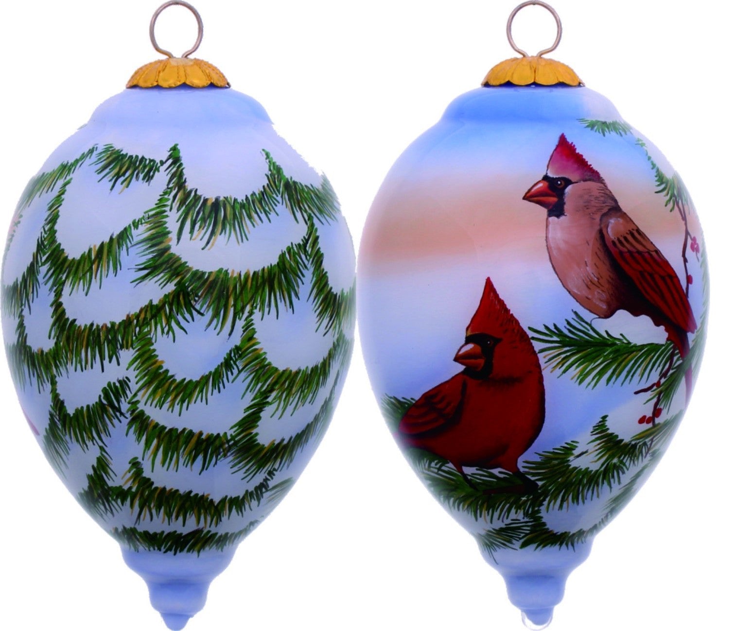 Perched Winter Cardinal Hand Painted Mouth Blown Glass Ornament - Montana Home & Kitchen Co.