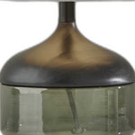 Petite Black Wood Smoked Glass Base With Lightly Textured Round Shade Table Lamp - Montana Home & Kitchen Co.