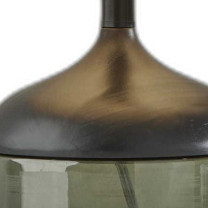 Petite Black Wood Smoked Glass Base With Lightly Textured Round Shade Table Lamp - Montana Home & Kitchen Co.