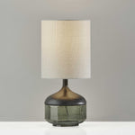 Petite Black Wood Smoked Glass Base With Lightly Textured Round Shade Table Lamp - Montana Home & Kitchen Co.