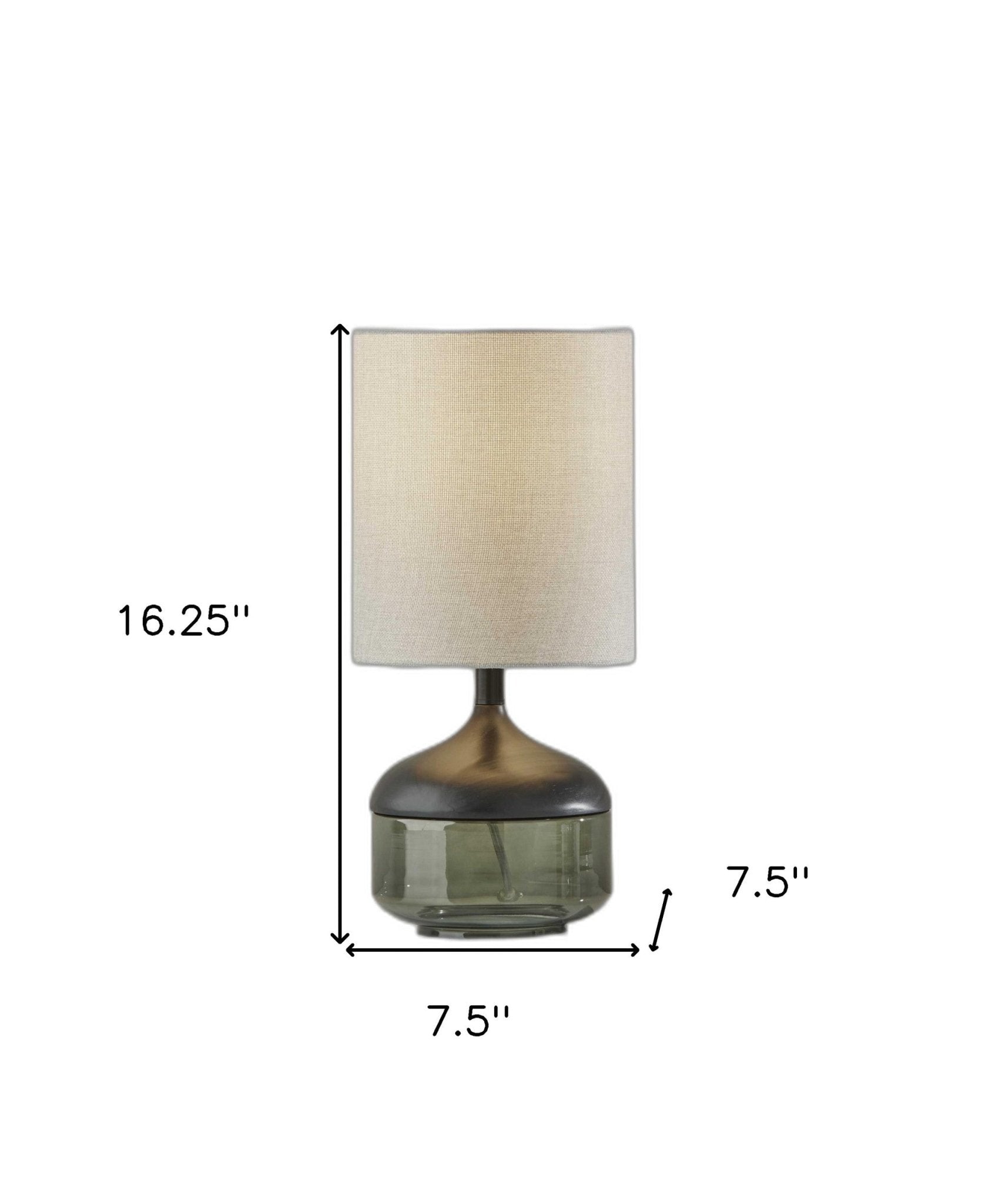 Petite Black Wood Smoked Glass Base With Lightly Textured Round Shade Table Lamp - Montana Home & Kitchen Co.