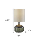 Petite Black Wood Smoked Glass Base With Lightly Textured Round Shade Table Lamp - Montana Home & Kitchen Co.