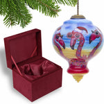 Pink Christmas Flamingos Hand Painted Mouth Blown Glass Ornament - Montana Home & Kitchen Co.