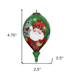 Plaid Santa with Cardinals Hand Painted Mouth Blown Glass Ornament - Montana Home & Kitchen Co.