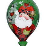 Plaid Santa with Cardinals Hand Painted Mouth Blown Glass Ornament - Montana Home & Kitchen Co.