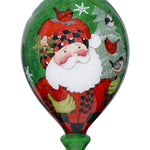 Plaid Santa with Cardinals Hand Painted Mouth Blown Glass Ornament - Montana Home & Kitchen Co.