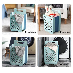 Plastic Collapsible Hanging Laundry Basket with Carry Handle, Space - Saving Wall Hanging Laundry Basket - Montana Home & Kitchen Co.