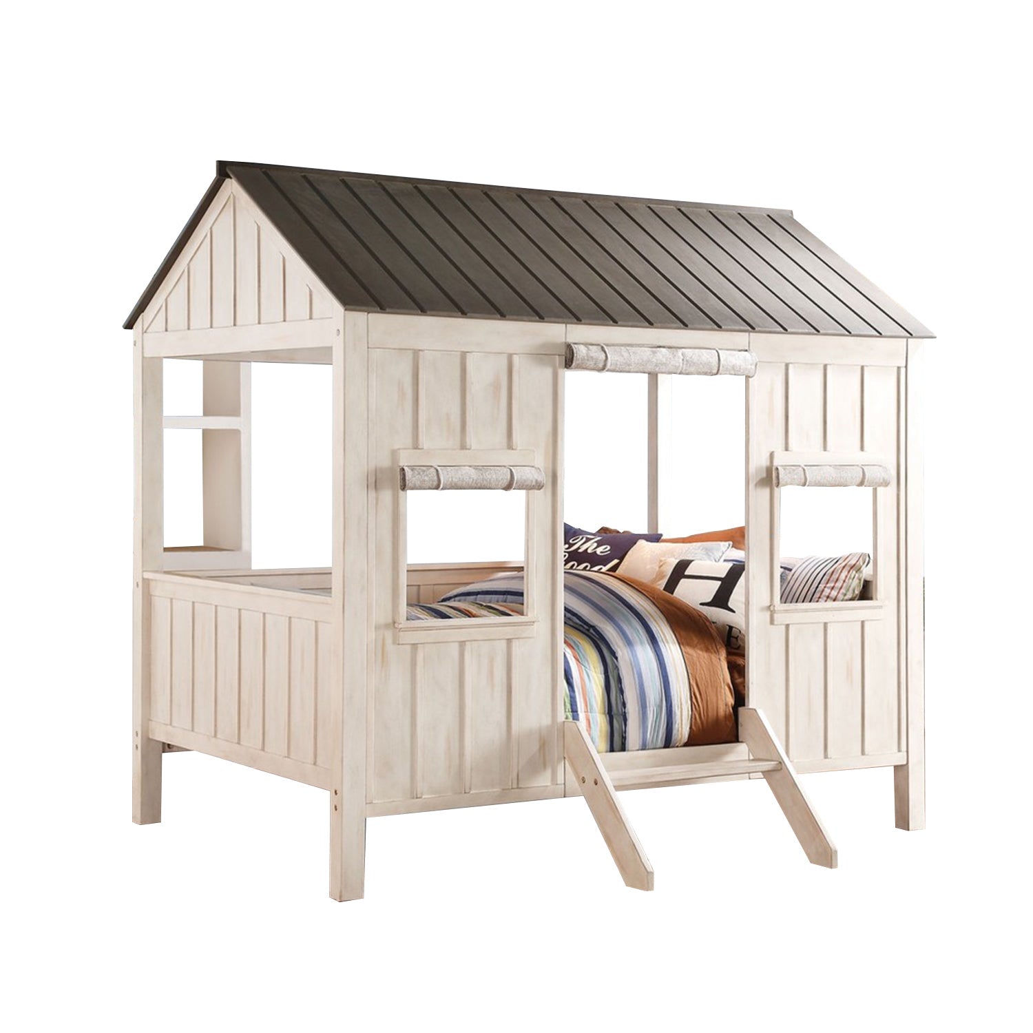 Playhouse Bed Frame (White Solid Wood) - Montana Home & Kitchen Co.