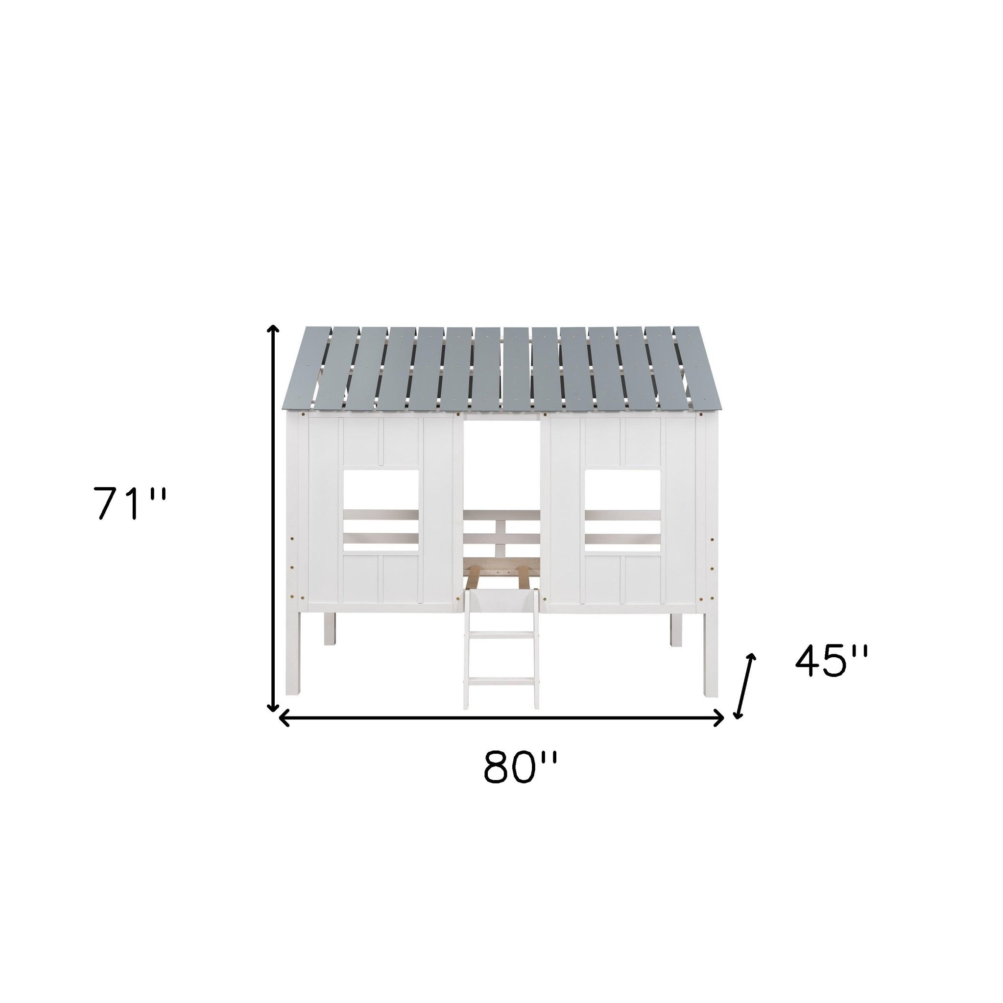 Playhouse with Windows and Roof White Twin Size Low Loft Bed - Montana Home & Kitchen Co.