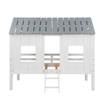 Playhouse with Windows and Roof White Twin Size Low Loft Bed - Montana Home & Kitchen Co.