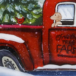 Red Farm Truck with Tree Hand Painted Mouth Blown Glass Ornament - Montana Home & Kitchen Co.