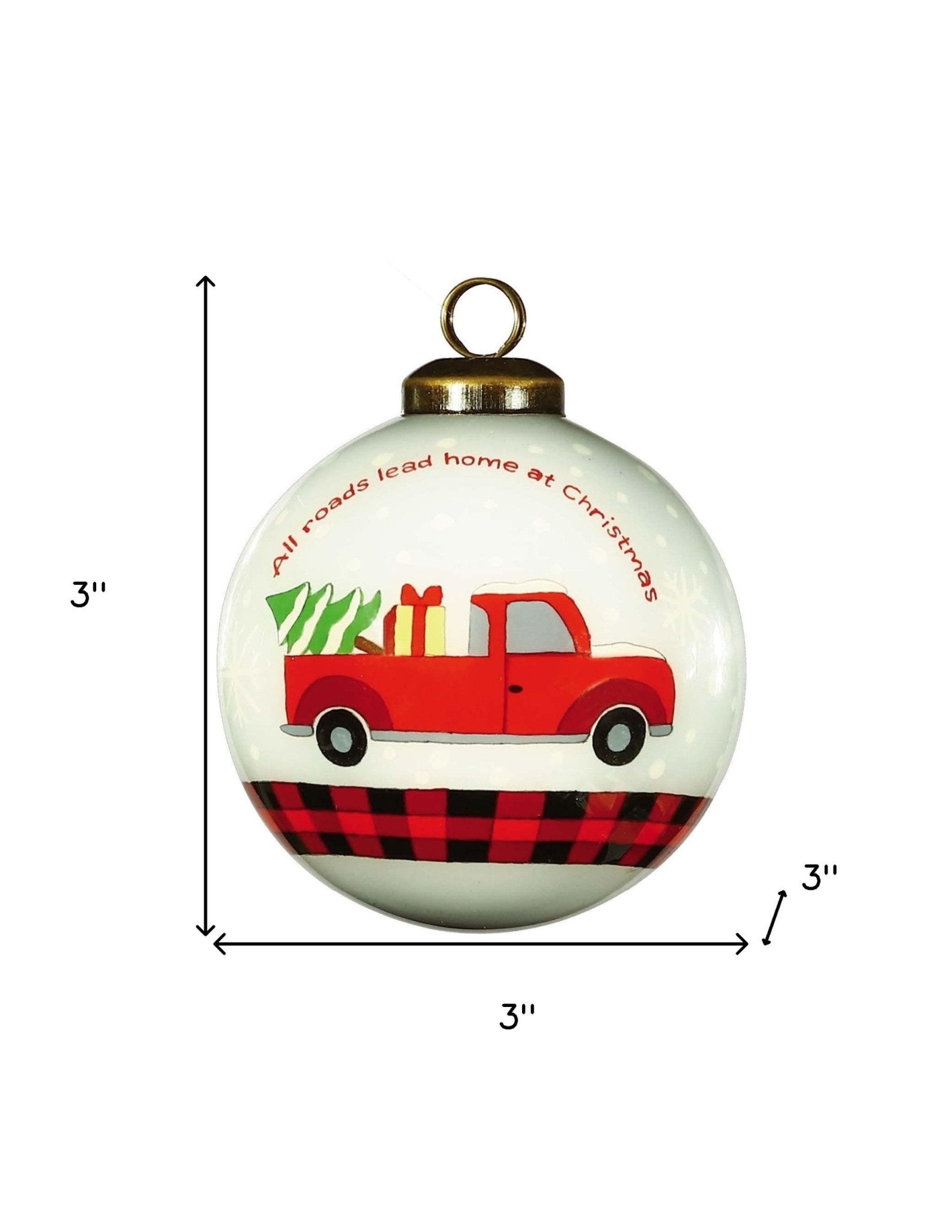 Red Pickup Truck with Presents Hand Painted Mouth Blown Glass Ornament - Montana Home & Kitchen Co.