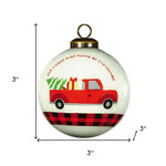 Red Pickup Truck with Presents Hand Painted Mouth Blown Glass Ornament - Montana Home & Kitchen Co.