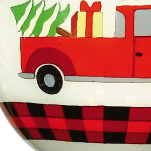 Red Pickup Truck with Presents Hand Painted Mouth Blown Glass Ornament - Montana Home & Kitchen Co.