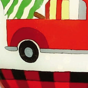 Red Pickup Truck with Presents Hand Painted Mouth Blown Glass Ornament - Montana Home & Kitchen Co.