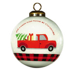 Red Pickup Truck with Presents Hand Painted Mouth Blown Glass Ornament - Montana Home & Kitchen Co.