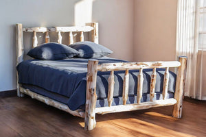 Rustic And Natural Cedar California King Traditional Log Bed (Unfinished) - Montana Home & Kitchen Co.