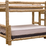 Rustic And Natural Cedar Double And Single Ladder Left Log Bunk Bed - Montana Home & Kitchen Co.