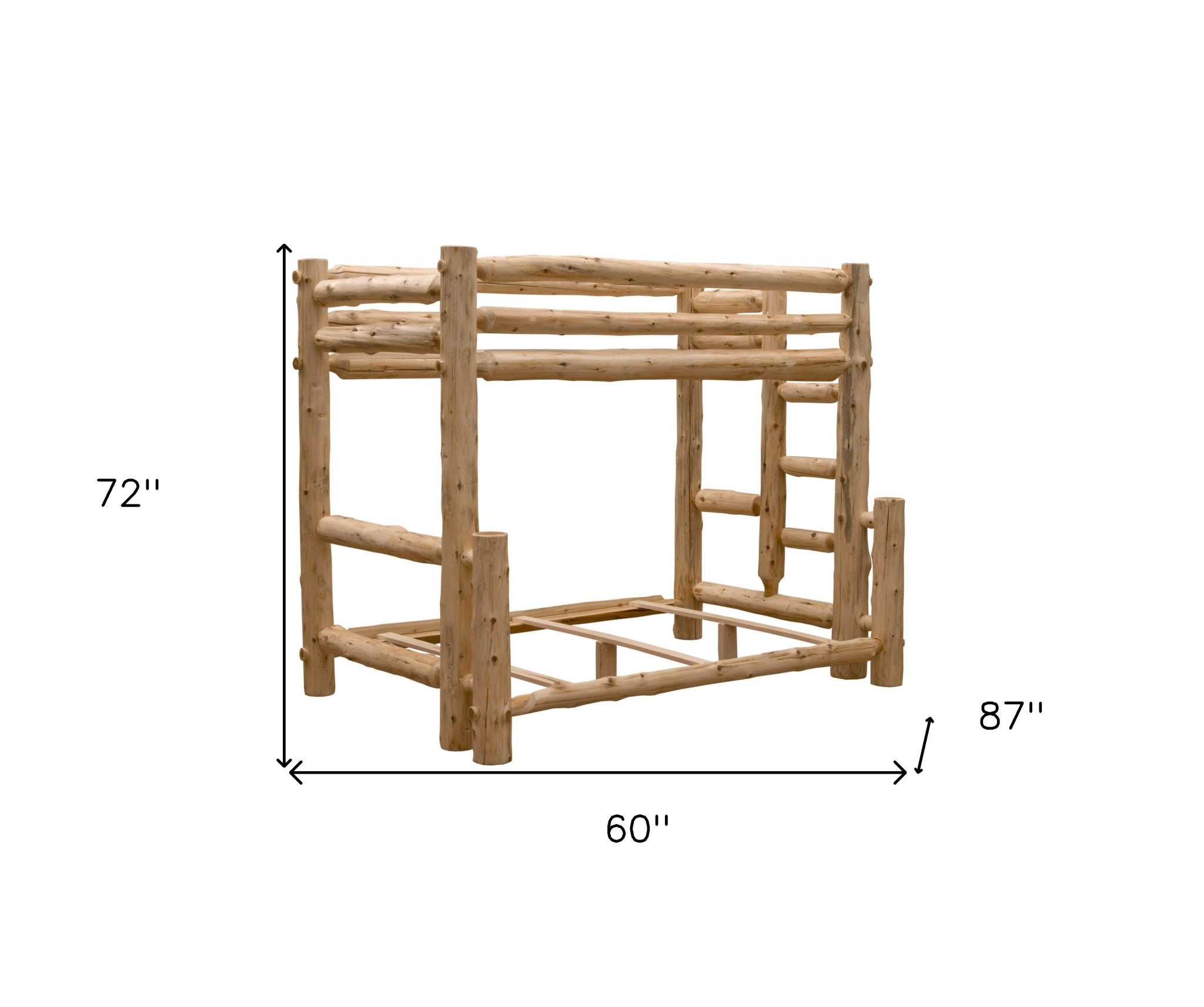 Rustic And Natural Cedar Double And Single Ladder Left Log Bunk Bed - Montana Home & Kitchen Co.