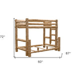 Rustic And Natural Cedar Double And Single Ladder Left Log Bunk Bed - Montana Home & Kitchen Co.