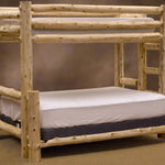 Rustic And Natural Cedar Double And Single Ladder Right Log Bunk Bed - Montana Home & Kitchen Co.