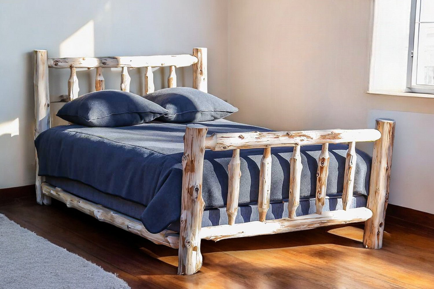 Rustic And Natural Cedar King Traditional Log Bed (Unfinished) - Montana Home & Kitchen Co.