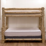 Rustic And Natural Cedar Queen And Single Ladder Left Log Bunk Bed - Montana Home & Kitchen Co.