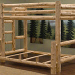 Rustic And Natural Cedar Queen And Single Ladder Left Log Bunk Bed - Montana Home & Kitchen Co.