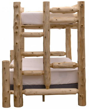 Rustic And Natural Cedar Single Ladder Left Log Bunk Bed - Montana Home & Kitchen Co.