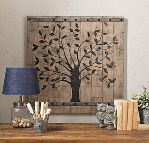 Rustic Brown Barn Door Tree of Life Wall Art - Montana Home & Kitchen Co.