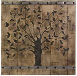 Rustic Brown Barn Door Tree of Life Wall Art - Montana Home & Kitchen Co.