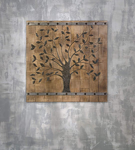 Rustic Brown Barn Door Tree of Life Wall Art - Montana Home & Kitchen Co.