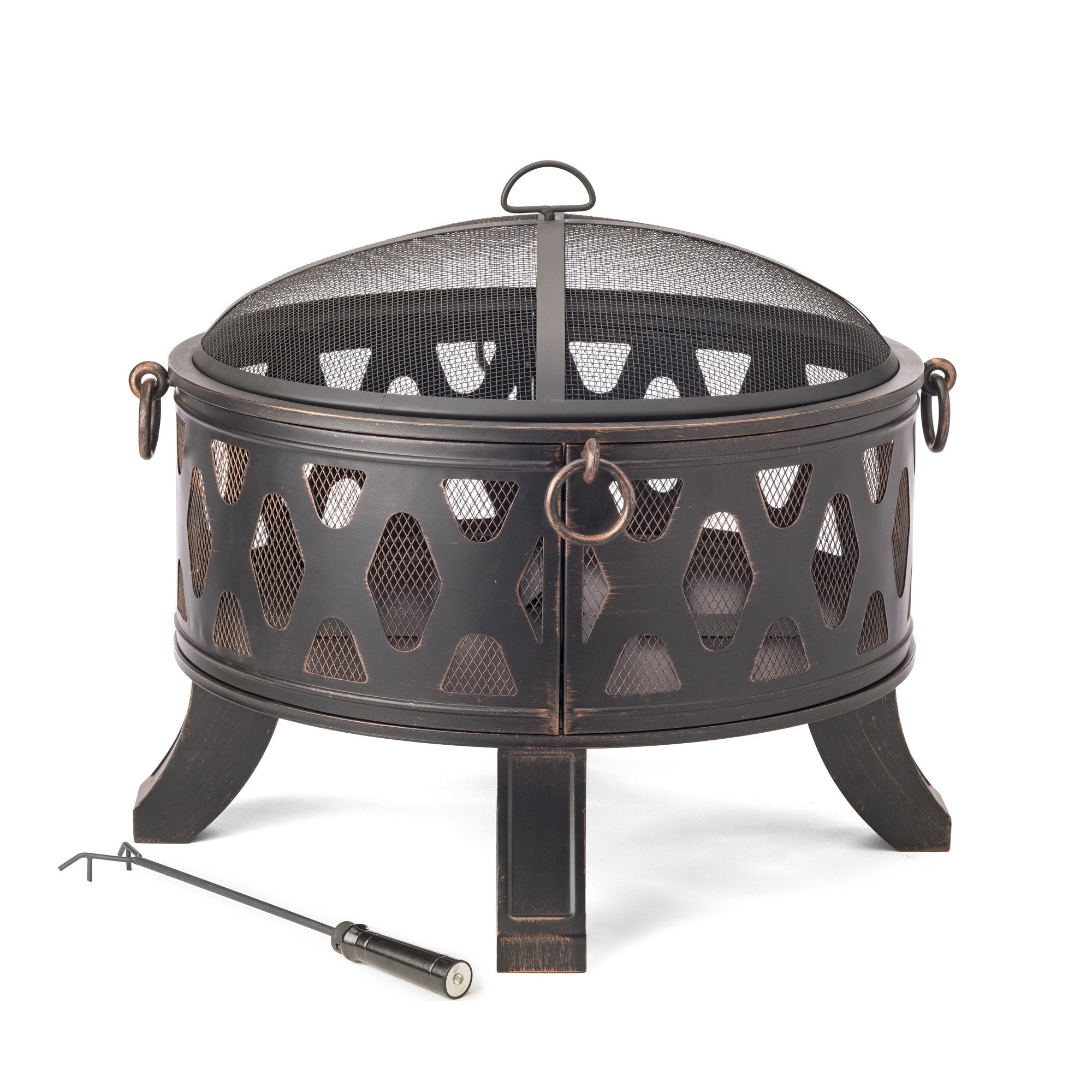 Rustic Brushed Black and Bronze Steel Wood Burning Fire Pit - Montana Home & Kitchen Co.