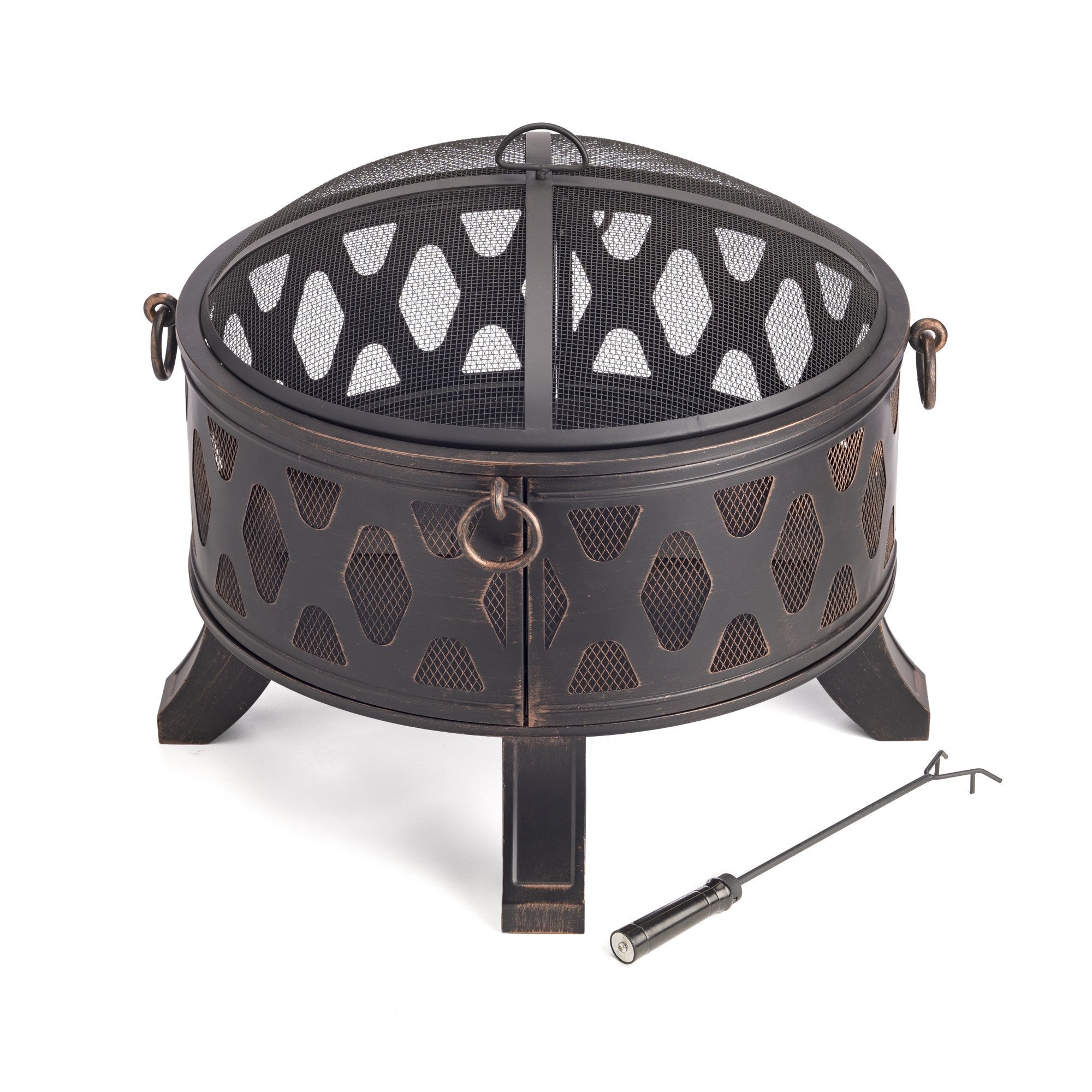 Rustic Brushed Black and Bronze Steel Wood Burning Fire Pit - Montana Home & Kitchen Co.