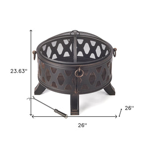 Rustic Brushed Black and Bronze Steel Wood Burning Fire Pit - Montana Home & Kitchen Co.