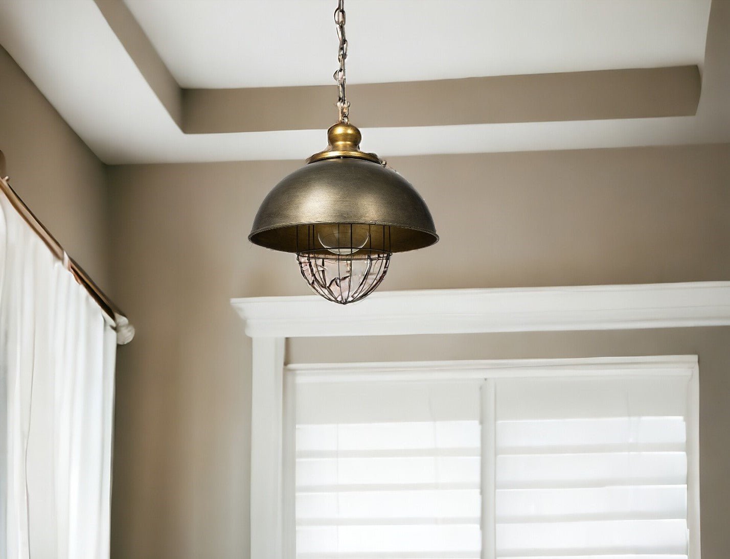 Rustic Gold Ton Metal Dome Hanging Light - Montana Home & Kitchen Co.