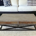 Rustic Handcrafted Natural Wood and Iron Coffee Table - Montana Home & Kitchen Co.