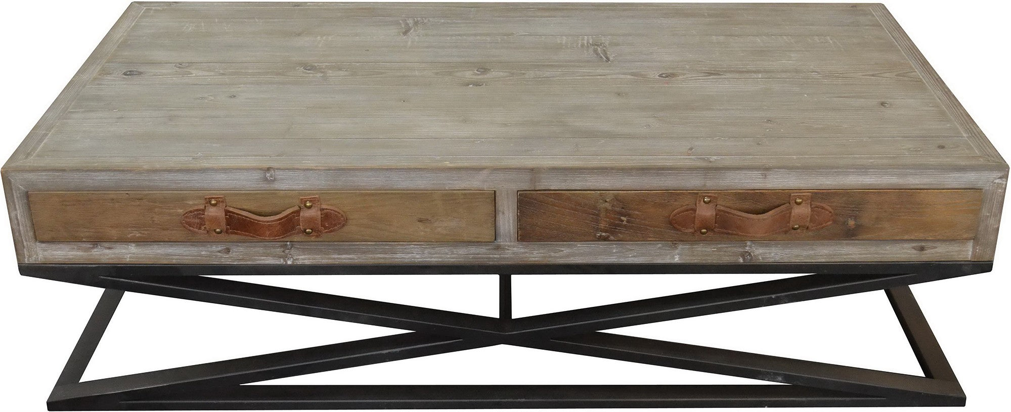 Rustic Handcrafted Natural Wood and Iron Coffee Table - Montana Home & Kitchen Co.