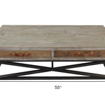 Rustic Handcrafted Natural Wood and Iron Coffee Table - Montana Home & Kitchen Co.